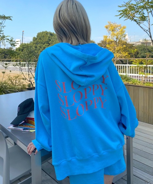 WHO'S WHO gallery（フーズフーギャラリー）の「【SLOPPY/スロッピー】裏毛ジップパーカ（パーカー・レディース・オートミール/グリーン/ブラウン/サックスブルー/ブラック・FREE）」の5枚目の写真