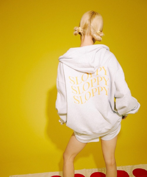 WHO'S WHO gallery（フーズフーギャラリー）の「【SLOPPY/スロッピー】裏毛ジップパーカ（パーカー・レディース・オートミール/グリーン/ブラウン/サックスブルー/ブラック・FREE）」の8枚目の写真