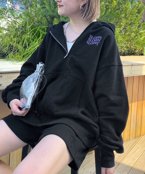 WHO'S WHO gallery（フーズフーギャラリー）の「【SLOPPY/スロッピー】裏毛ジップパーカ（パーカー・レディース・オートミール/グリーン/ブラウン/サックスブルー/ブラック・FREE）」の12枚目の写真