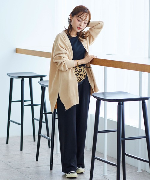 KOBE LETTUCE（コウベレタス）の「Vネックポンチョニットカーディガン（カーディガン/ボレロ・レディース・ブラック/モカ/ライトベージュ・FREE）」の7枚目の写真