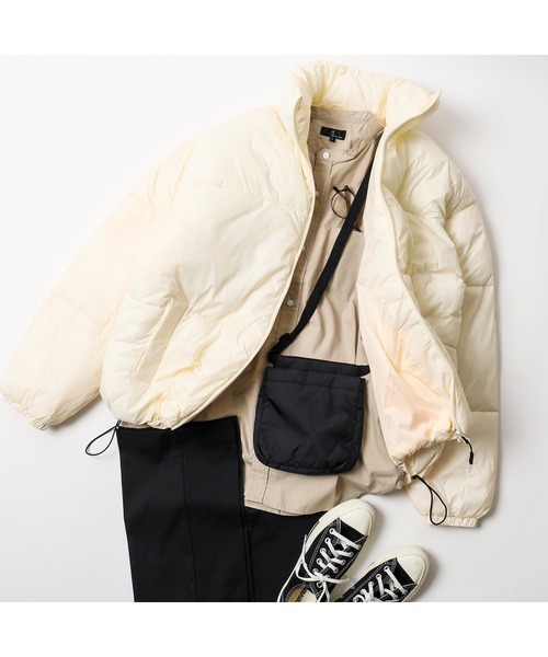 ZIP FIVE（ジップファイブ）の「【ZIP FIVE】 オーバーサイズ ナイロン 中綿 ファイバー エコダウン ジャケット / ペディン / ダウン ブルゾン / アウター（ダウンジャケット/コート・メンズ・ホワイト/ブラック/カーキ/クリーム/キャメル・SMALL/MEDIUM/LARGE/X-LARGE）」の8枚目の写真