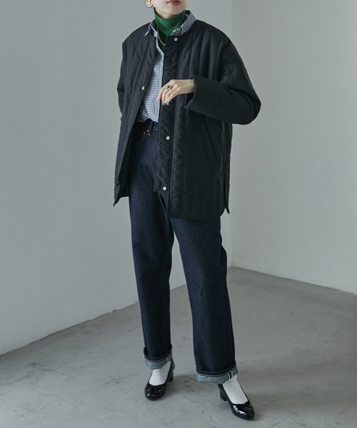 etoll.(エトル)の「3way コクーンボアベスト ラインキルトブルゾン セット(ブルゾン・レディース・ブラック/モカ/アイボリー/グレイッシュベージュ・M)」の12枚目の写真