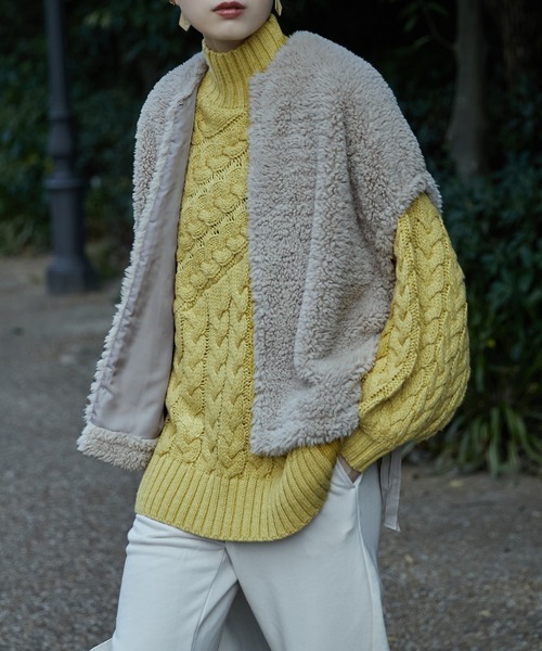 etoll.(エトル)の「3way コクーンボアベスト ラインキルトブルゾン セット(ブルゾン・レディース・ブラック/モカ/アイボリー/グレイッシュベージュ・M)」の21枚目の写真