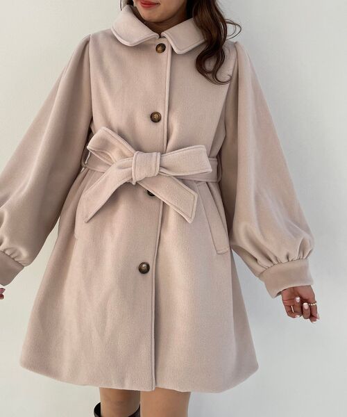 MAJESTIC LEGON(マジェスティックレゴン)の「ボリュームスリーブステンコート(ステンカラーコート・レディース・アイボリー/モカ・MEDIUM/SMALL)」の4枚目の写真