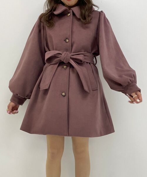 MAJESTIC LEGON(マジェスティックレゴン)の「ボリュームスリーブステンコート(ステンカラーコート・レディース・アイボリー/モカ・MEDIUM/SMALL)」の5枚目の写真