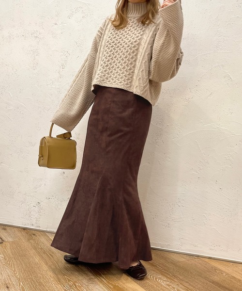 apres jour clair(アプレジュールクレア)の「【apres jour clair】【SETUP可能】ハイネックケーブルショートニット(ニット/セーター・レディース・ブラウン系その他/ライトベージュ・フリー/X-LARGE)」の7枚目の写真