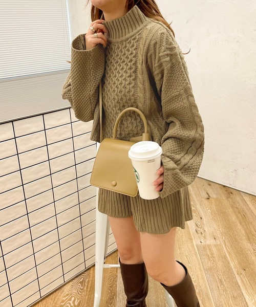apres jour clair(アプレジュールクレア)の「【apres jour clair】【SETUP可能】ハイネックケーブルショートニット(ニット/セーター・レディース・ブラウン系その他/ライトベージュ・フリー/X-LARGE)」の11枚目の写真