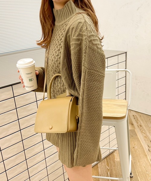 apres jour clair(アプレジュールクレア)の「【apres jour clair】【SETUP可能】ハイネックケーブルショートニット(ニット/セーター・レディース・ブラウン系その他/ライトベージュ・フリー/X-LARGE)」の12枚目の写真