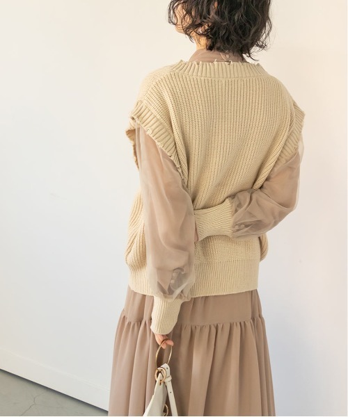 RANDA(ランダ)の「ニットトップスセットシフォンワンピース(ワンピース・レディース・ホワイト/ベージュ/ブラック・FREE)」の12枚目の写真