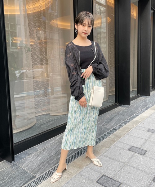 StyleSea（スタイルシー）の「サテンミニプリーツロングタイトスカート（スカート・レディース・グレー/オレンジ/グリーン・MEDIUM）」の17枚目の写真