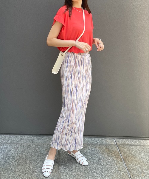 StyleSea（スタイルシー）の「サテンミニプリーツロングタイトスカート（スカート・レディース・グレー/オレンジ/グリーン・MEDIUM）」の20枚目の写真