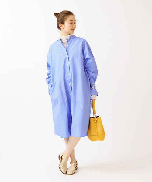 IENA（イエナ）の「コットンブロード バンドカラーシャツワンピース◆（シャツワンピース・レディース・ピンク/サックスブルー/ブルー系その他・36/38）」の5枚目の写真