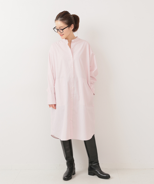 IENA（イエナ）の「コットンブロード バンドカラーシャツワンピース◆（シャツワンピース・レディース・ピンク/サックスブルー/ブルー系その他・36/38）」の6枚目の写真