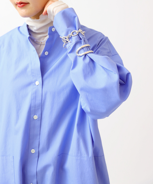 IENA（イエナ）の「コットンブロード バンドカラーシャツワンピース◆（シャツワンピース・レディース・ピンク/サックスブルー/ブルー系その他・36/38）」の15枚目の写真