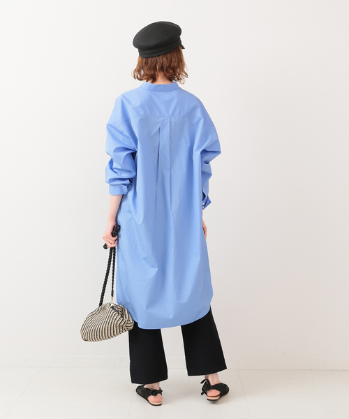 IENA（イエナ）の「コットンブロード バンドカラーシャツワンピース◆（シャツワンピース・レディース・ピンク/サックスブルー/ブルー系その他・36/38）」の18枚目の写真