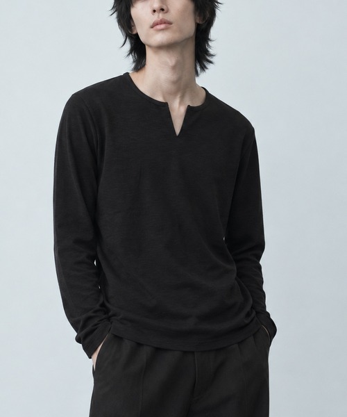 NO WAY(ノーウェイ)の「/Bd/キーネックスラブ天竺カットソー(Tシャツ/カットソー・レディース・ブラック/ネイビー/ライトピンク/ホワイト/グレー/カーキ・X-LARGE/LARGE/MEDIUM)」の3枚目の写真