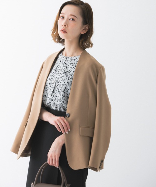 URBAN RESEARCH ROSSO(アーバンリサーチロッソ)の「ノーカラージャケット(ノーカラージャケット・レディース・ネイビー/ベージュ・FREE)」の2枚目の写真