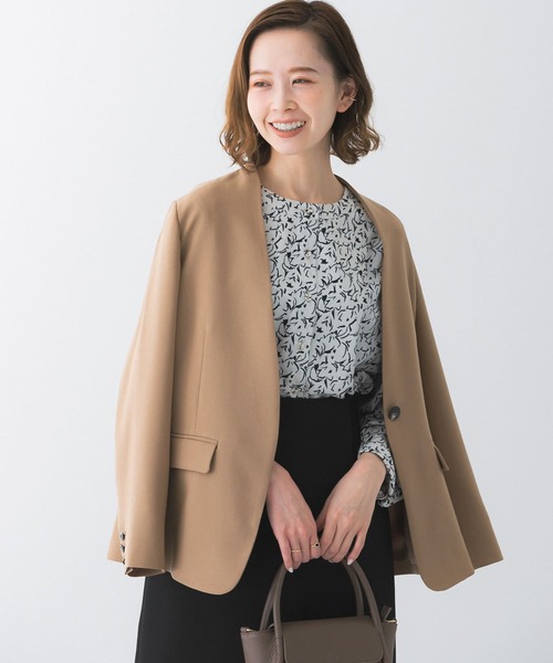 URBAN RESEARCH ROSSO(アーバンリサーチロッソ)の「ノーカラージャケット(ノーカラージャケット・レディース・ネイビー/ベージュ・FREE)」の3枚目の写真