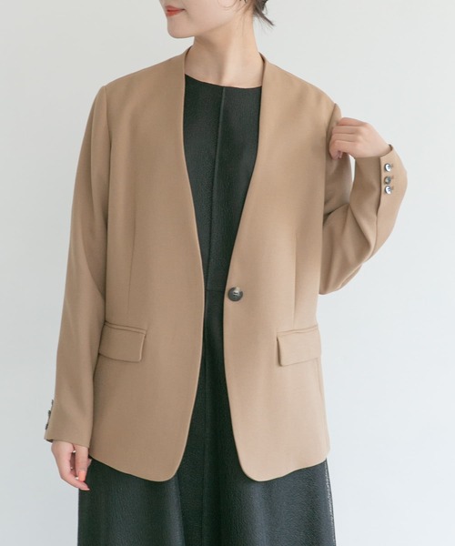 URBAN RESEARCH ROSSO(アーバンリサーチロッソ)の「ノーカラージャケット(ノーカラージャケット・レディース・ネイビー/ベージュ・FREE)」の6枚目の写真