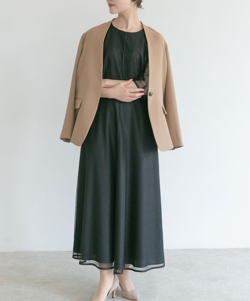 URBAN RESEARCH ROSSO(アーバンリサーチロッソ)の「ノーカラージャケット(ノーカラージャケット・レディース・ネイビー/ベージュ・FREE)」の9枚目の写真