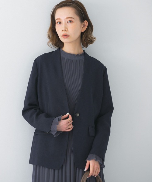 URBAN RESEARCH ROSSO(アーバンリサーチロッソ)の「ノーカラージャケット(ノーカラージャケット・レディース・ネイビー/ベージュ・FREE)」の10枚目の写真