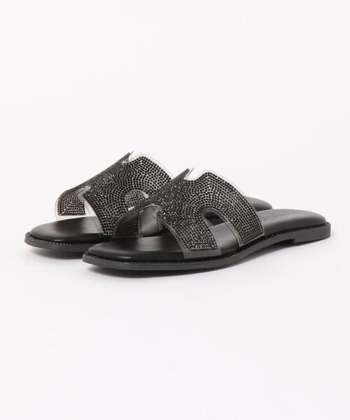 Realta（レアルタ）の「Realta(レアルタ)Hカットラインストーンフラットサンダル（サンダル・レディース・ピンク/ブラック/シルバー・LL/S/M/L）」の2枚目の写真