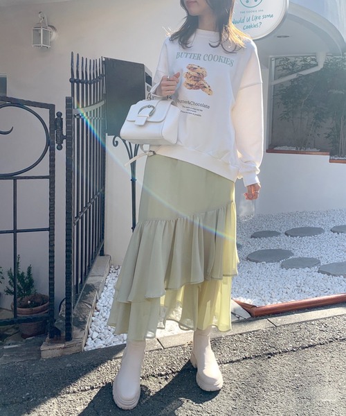 OLIVE des OLIVE(オリーブデオリーブ)の「ランダムティアードスカート(スカート・レディース・オフホワイト/ライム/グレイッシュベージュ・FREE)」の15枚目の写真