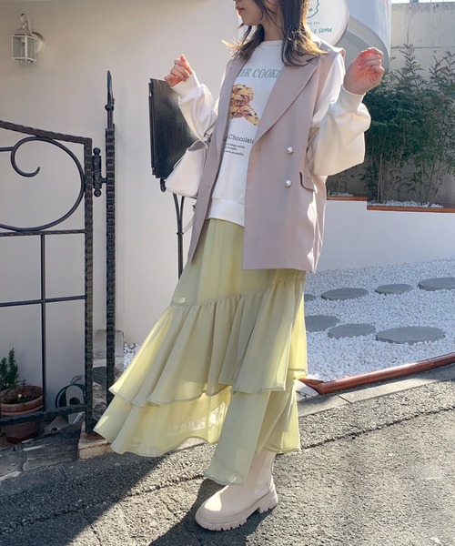 OLIVE des OLIVE(オリーブデオリーブ)の「ランダムティアードスカート(スカート・レディース・オフホワイト/ライム/グレイッシュベージュ・FREE)」の18枚目の写真