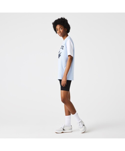 LACOSTE L!VE(ラコステライブ)の「ラコステライブ スリーブ切り替えボーダーTシャツ(Tシャツ/カットソー・メンズ・グリーン/ライトブルー・S/M/L/XS)」の3枚目の写真