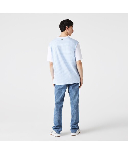 LACOSTE L!VE(ラコステライブ)の「ラコステライブ スリーブ切り替えボーダーTシャツ(Tシャツ/カットソー・メンズ・グリーン/ライトブルー・S/M/L/XS)」の4枚目の写真