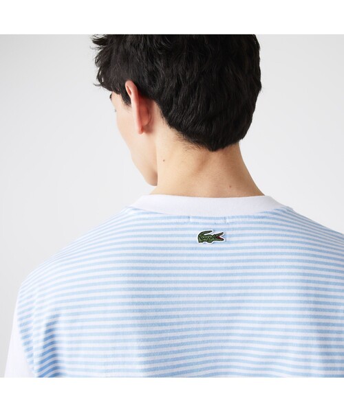 LACOSTE L!VE(ラコステライブ)の「ラコステライブ スリーブ切り替えボーダーTシャツ(Tシャツ/カットソー・メンズ・グリーン/ライトブルー・S/M/L/XS)」の16枚目の写真