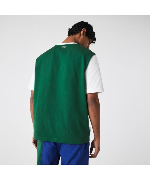 LACOSTE L!VE(ラコステライブ)の「ラコステライブ スリーブ切り替えボーダーTシャツ(Tシャツ/カットソー・メンズ・グリーン/ライトブルー・S/M/L/XS)」の11枚目の写真