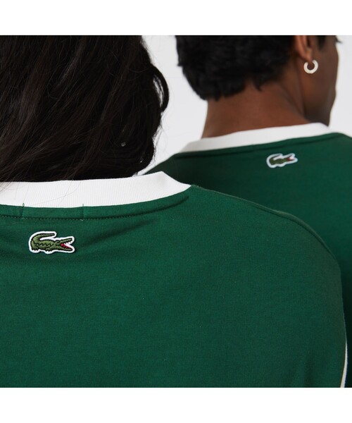LACOSTE L!VE(ラコステライブ)の「ラコステライブ スリーブ切り替えボーダーTシャツ(Tシャツ/カットソー・メンズ・グリーン/ライトブルー・S/M/L/XS)」の7枚目の写真