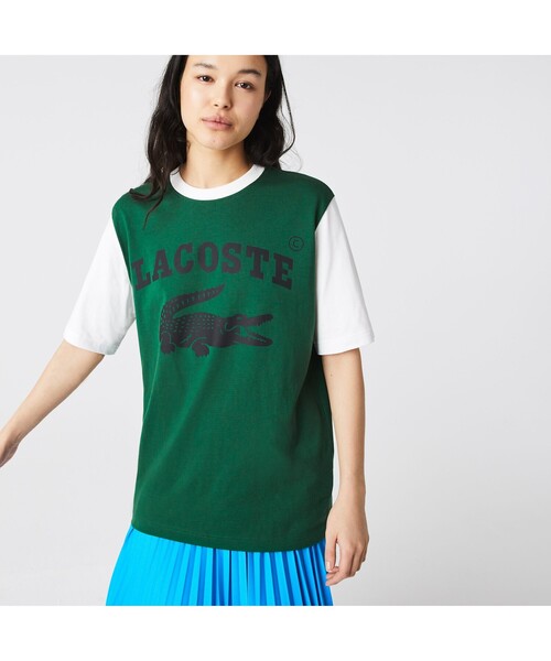 LACOSTE L!VE(ラコステライブ)の「ラコステライブ スリーブ切り替えボーダーTシャツ(Tシャツ/カットソー・メンズ・グリーン/ライトブルー・S/M/L/XS)」の6枚目の写真