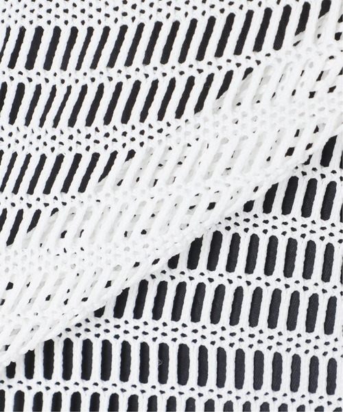 CITYSHOP（シティーショップ）の「MESH MIX PULLOVER：シャツ（シャツ/ブラウス・レディース・ホワイト/ブラック・FREE）」の13枚目の写真