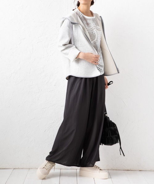 aunt lily(アントリリー)の「ダンボールニット フーディブルゾン | パーカー ジップアップ(ブルゾン・レディース・ライトグレー/ブラック/カーキ/グレイッシュブルー・LL/3L/M/L/S)」の6枚目の写真