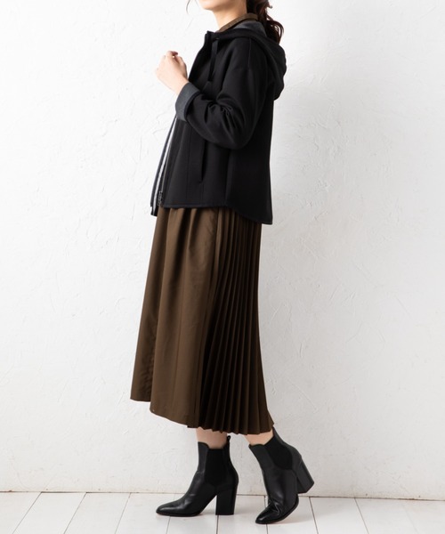 aunt lily(アントリリー)の「ダンボールニット フーディブルゾン | パーカー ジップアップ(ブルゾン・レディース・ライトグレー/ブラック/カーキ/グレイッシュブルー・LL/3L/M/L/S)」の9枚目の写真