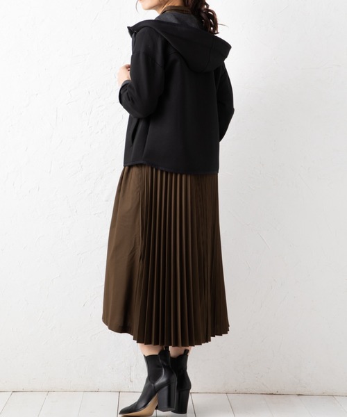 aunt lily(アントリリー)の「ダンボールニット フーディブルゾン | パーカー ジップアップ(ブルゾン・レディース・ライトグレー/ブラック/カーキ/グレイッシュブルー・LL/3L/M/L/S)」の10枚目の写真