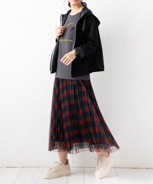 aunt lily(アントリリー)の「ダンボールニット フーディブルゾン | パーカー ジップアップ(ブルゾン・レディース・ライトグレー/ブラック/カーキ/グレイッシュブルー・LL/3L/M/L/S)」の14枚目の写真