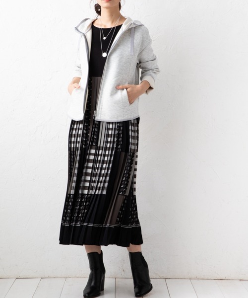 aunt lily(アントリリー)の「ダンボールニット フーディブルゾン | パーカー ジップアップ(ブルゾン・レディース・ライトグレー/ブラック/カーキ/グレイッシュブルー・LL/3L/M/L/S)」の15枚目の写真