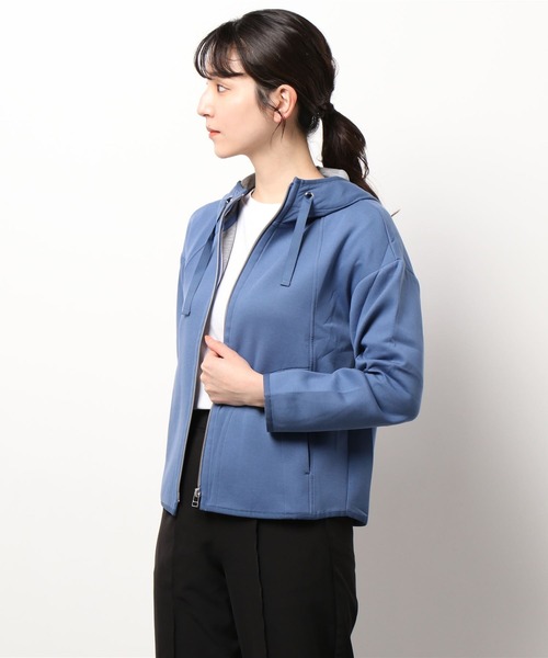 aunt lily(アントリリー)の「ダンボールニット フーディブルゾン | パーカー ジップアップ(ブルゾン・レディース・ライトグレー/ブラック/カーキ/グレイッシュブルー・LL/3L/M/L/S)」の20枚目の写真