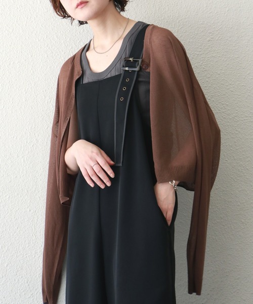 notch.（ノッチ）の「シアーカラー２WAYショートカーデ（カーディガン/ボレロ・レディース・ブラック/グリーン/ライム/ブルー/ライトブルー/ピンク/オレンジ/オフホワイト/イエロー/ブラウン・M）」の4枚目の写真