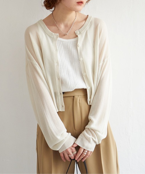 notch.（ノッチ）の「シアーカラー２WAYショートカーデ（カーディガン/ボレロ・レディース・ブラック/グリーン/ライム/ブルー/ライトブルー/ピンク/オレンジ/オフホワイト/イエロー/ブラウン・M）」の2枚目の写真