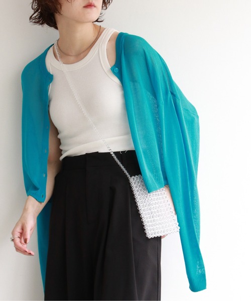 notch.（ノッチ）の「シアーカラー２WAYショートカーデ（カーディガン/ボレロ・レディース・ブラック/グリーン/ライム/ブルー/ライトブルー/ピンク/オレンジ/オフホワイト/イエロー/ブラウン・M）」の6枚目の写真