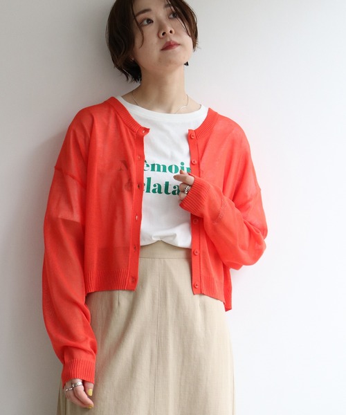 notch.（ノッチ）の「シアーカラー２WAYショートカーデ（カーディガン/ボレロ・レディース・ブラック/グリーン/ライム/ブルー/ライトブルー/ピンク/オレンジ/オフホワイト/イエロー/ブラウン・M）」の16枚目の写真