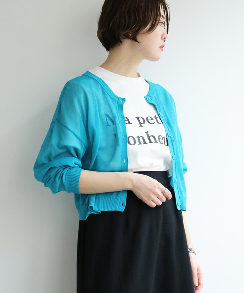 notch.（ノッチ）の「シアーカラー２WAYショートカーデ（カーディガン/ボレロ・レディース・ブラック/グリーン/ライム/ブルー/ライトブルー/ピンク/オレンジ/オフホワイト/イエロー/ブラウン・M）」の15枚目の写真