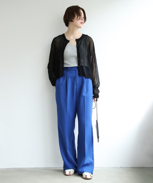 notch.（ノッチ）の「シアーカラー２WAYショートカーデ（カーディガン/ボレロ・レディース・ブラック/グリーン/ライム/ブルー/ライトブルー/ピンク/オレンジ/オフホワイト/イエロー/ブラウン・M）」の20枚目の写真