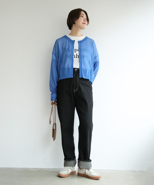 notch.（ノッチ）の「シアーカラー２WAYショートカーデ（カーディガン/ボレロ・レディース・ブラック/グリーン/ライム/ブルー/ライトブルー/ピンク/オレンジ/オフホワイト/イエロー/ブラウン・M）」の18枚目の写真