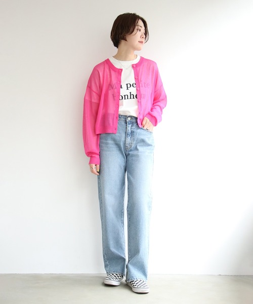 notch.（ノッチ）の「シアーカラー２WAYショートカーデ（カーディガン/ボレロ・レディース・ブラック/グリーン/ライム/ブルー/ライトブルー/ピンク/オレンジ/オフホワイト/イエロー/ブラウン・M）」の13枚目の写真