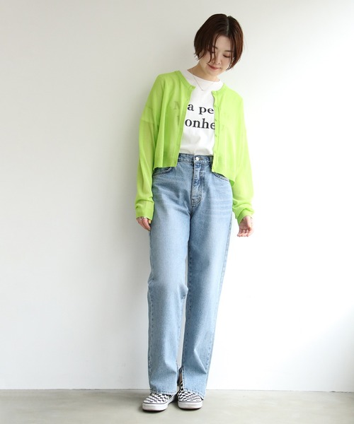 notch.（ノッチ）の「シアーカラー２WAYショートカーデ（カーディガン/ボレロ・レディース・ブラック/グリーン/ライム/ブルー/ライトブルー/ピンク/オレンジ/オフホワイト/イエロー/ブラウン・M）」の17枚目の写真